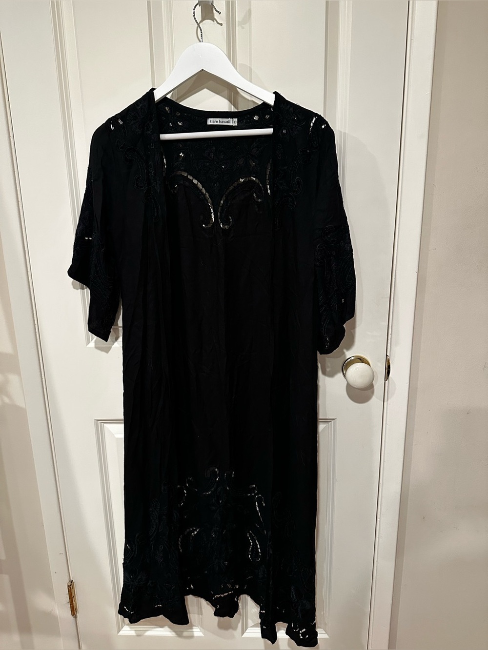 Tiare Hawaii Black Embroidered Kimono-It is brand new but no tag attached
